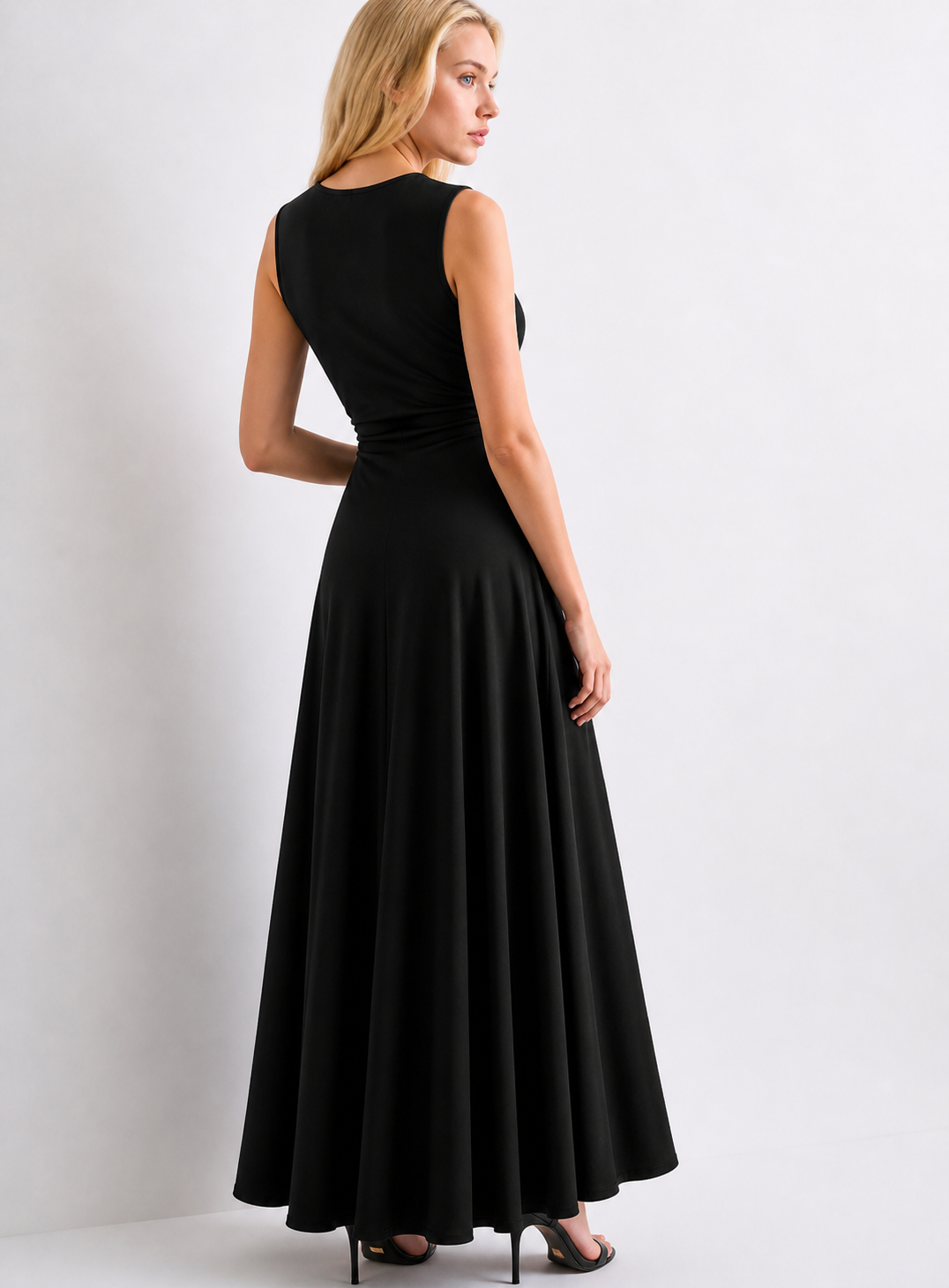 Asymmetric Ring Midi Dress – Noir Edition