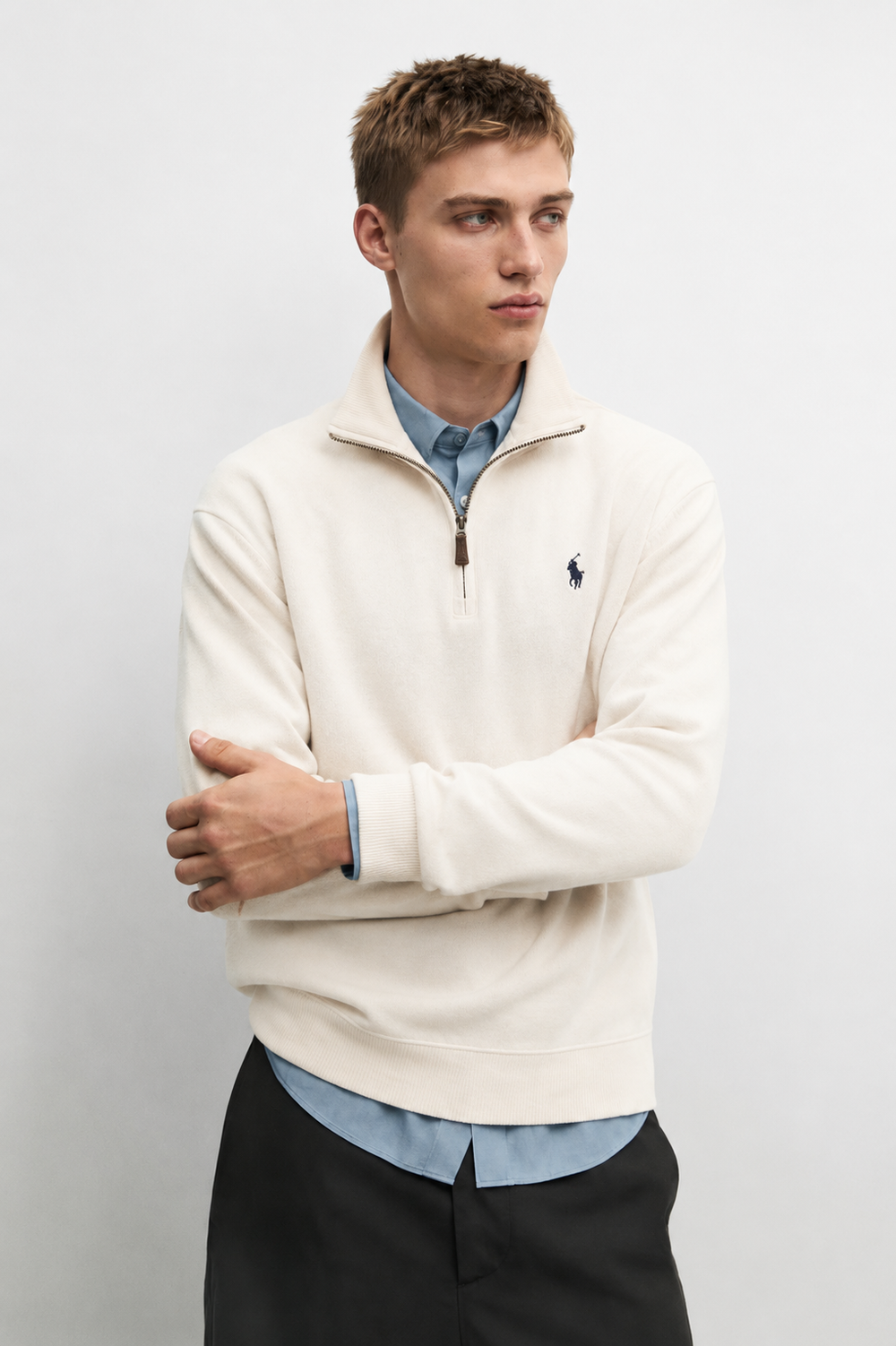 Mesh-knit Cotton Quarter-Zip