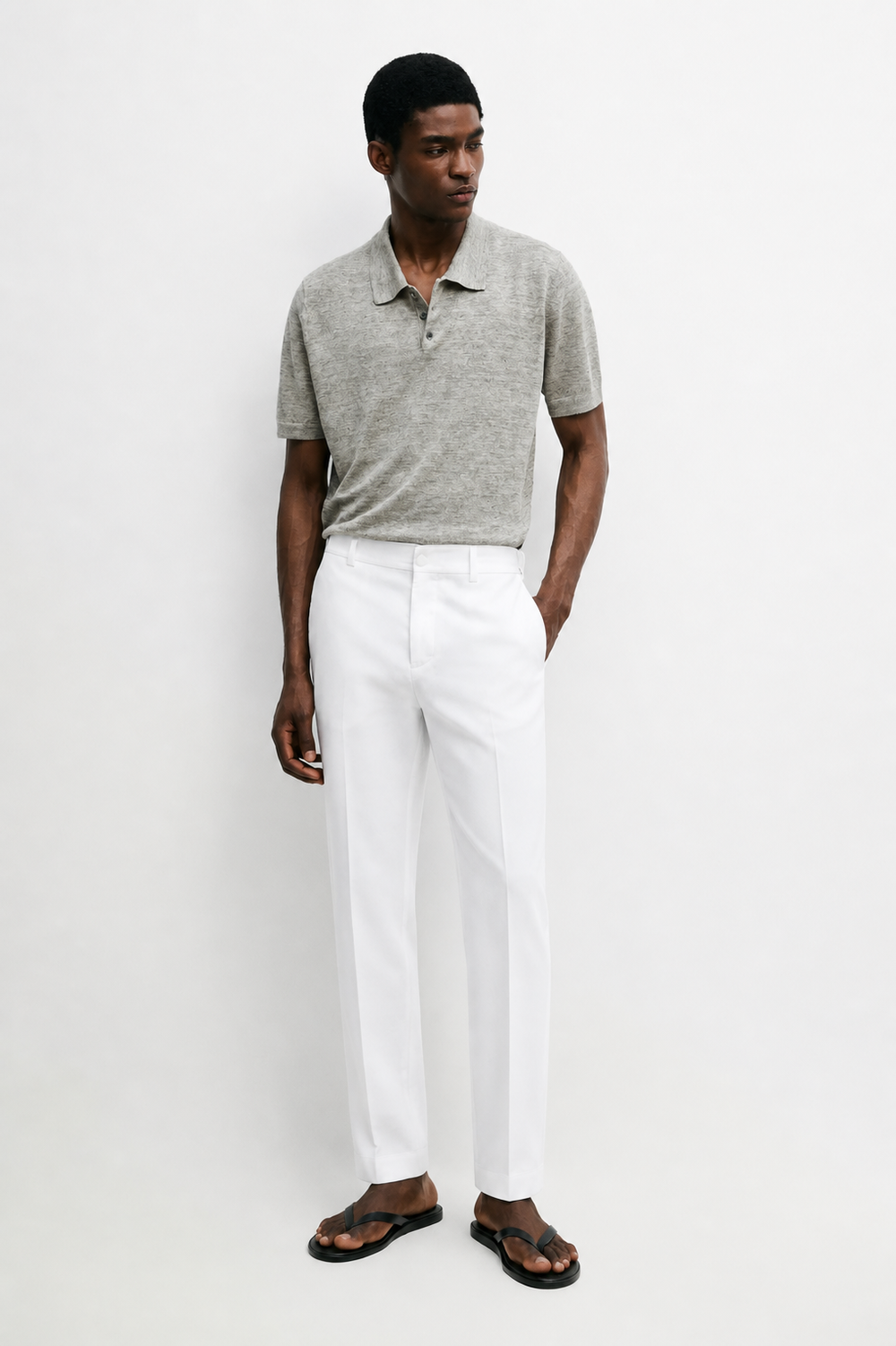 Cotton blend relaxed fit pants