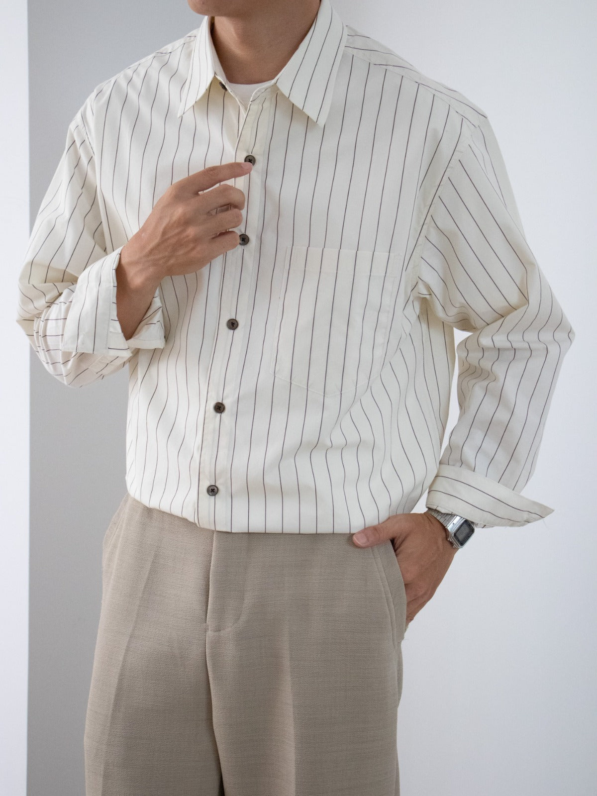 Minimal Stripe Cotton Shirt