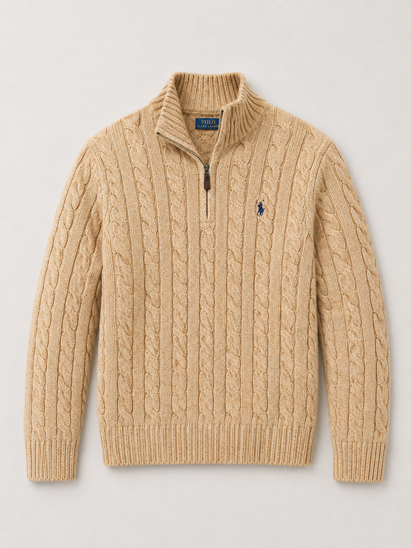 Cable-Knit Cotton Quarter-Zip