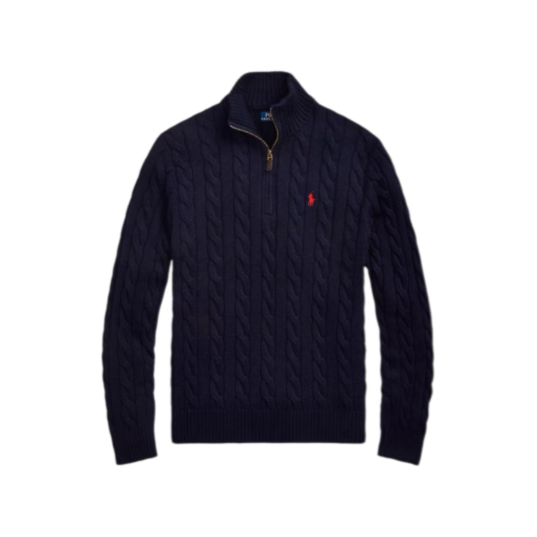 Cable-Knit Cotton Quarter-Zip – Melo