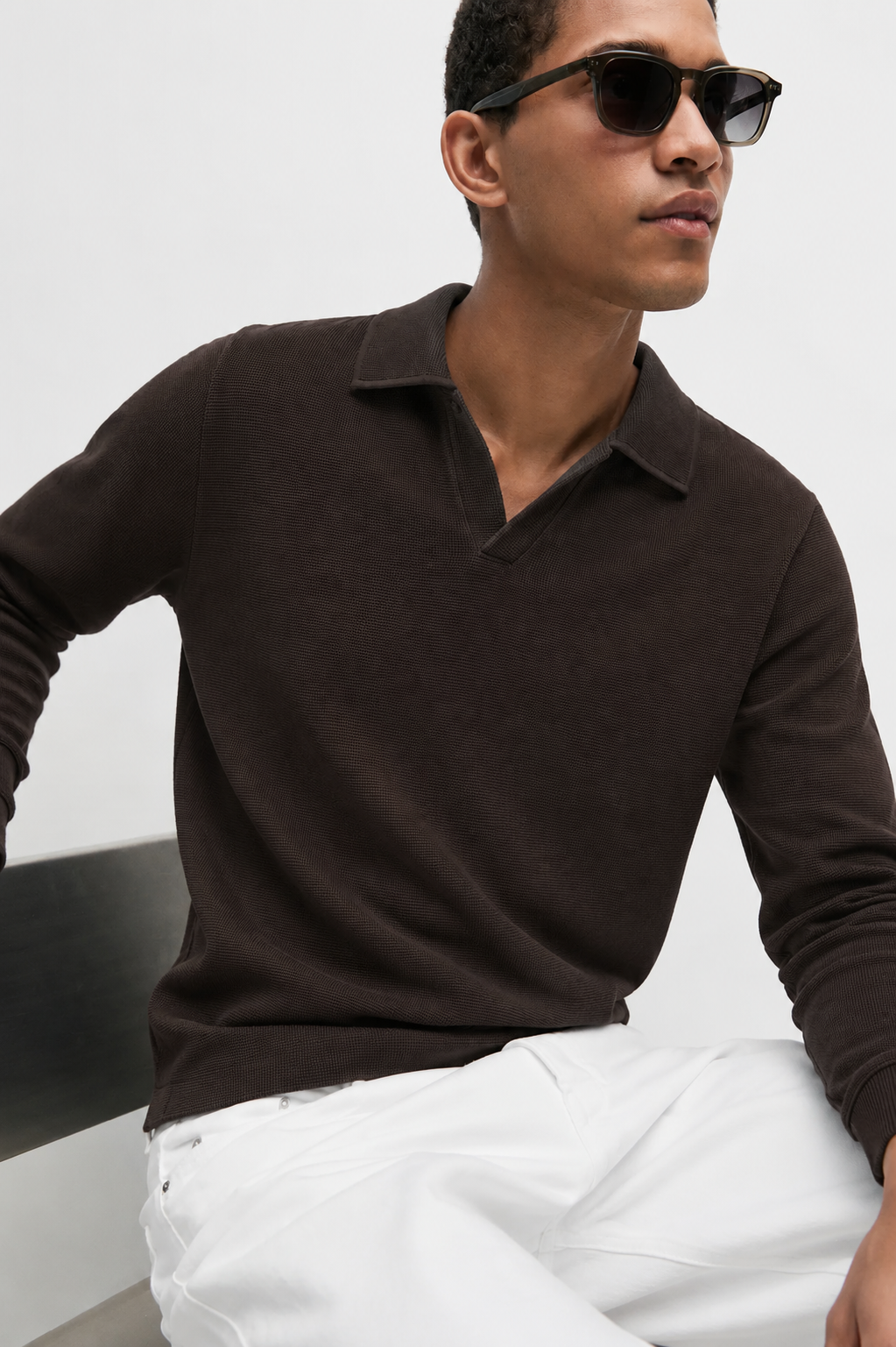 cotton knit polo sweater