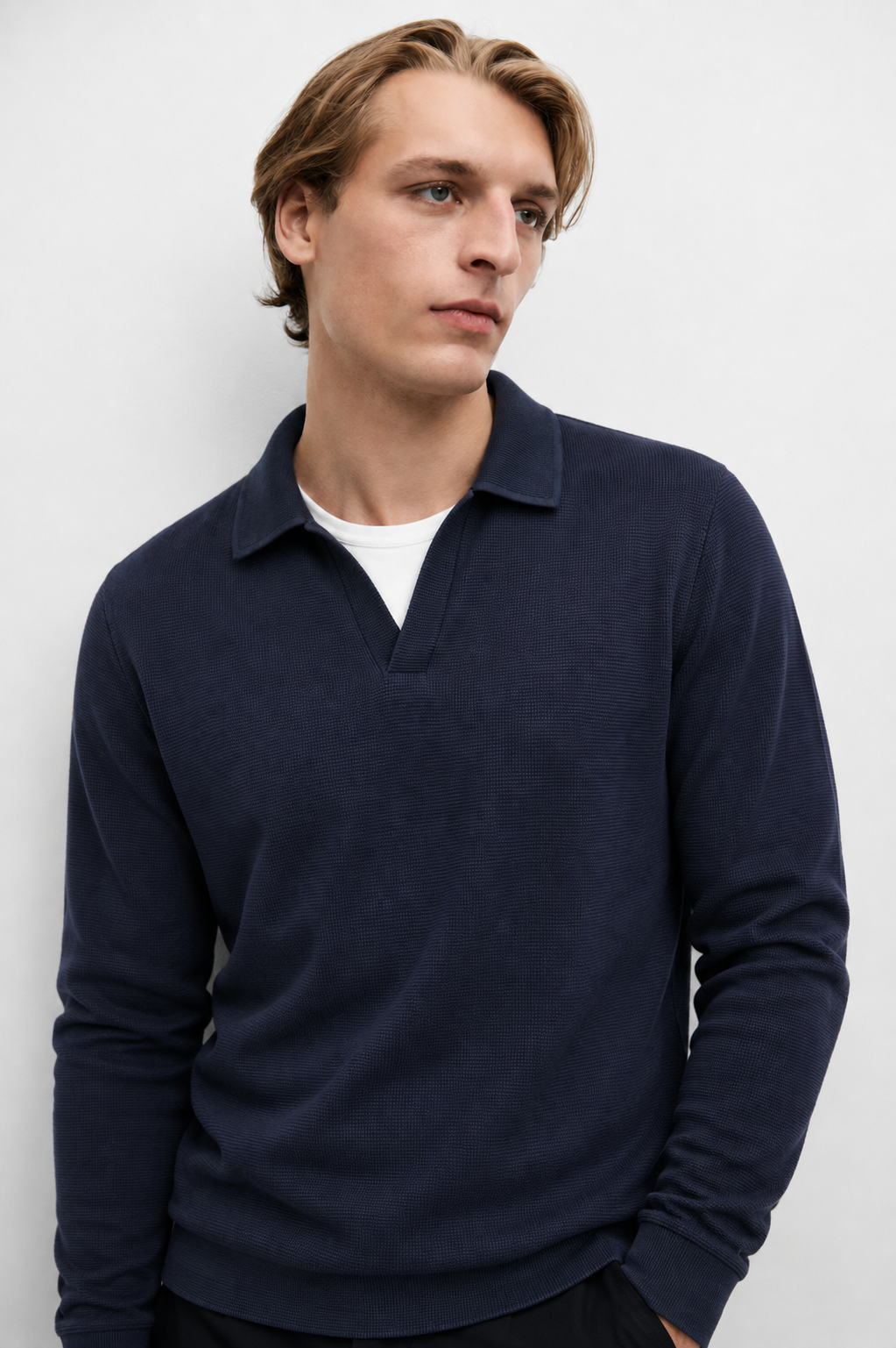cotton knit polo sweater