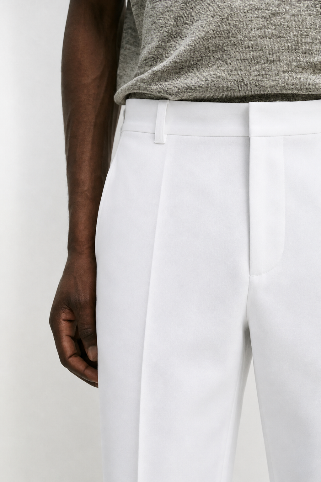 Cotton blend relaxed fit pants