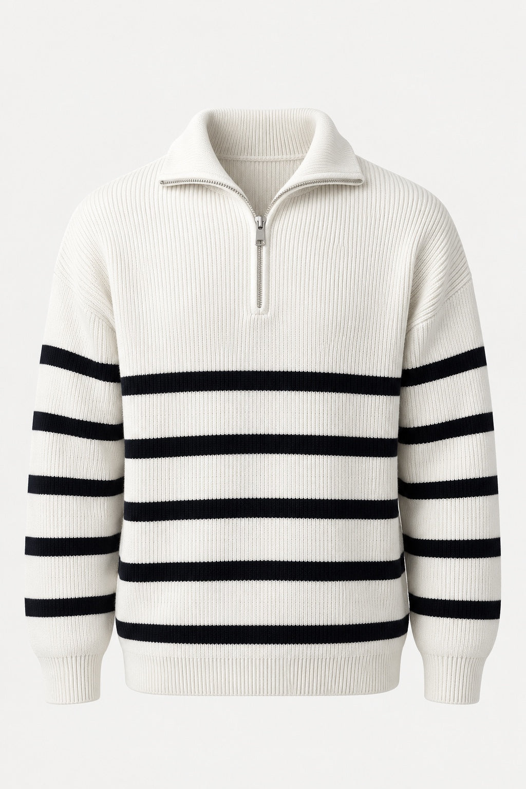 Riviera ivory striped quarter-zip sweater product