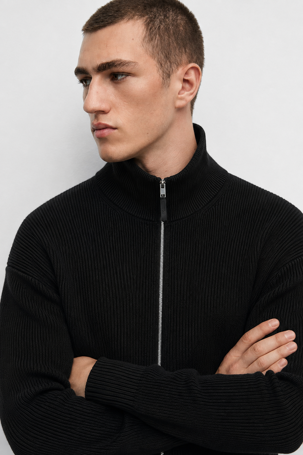 100% cotton ribbed knit cardigan