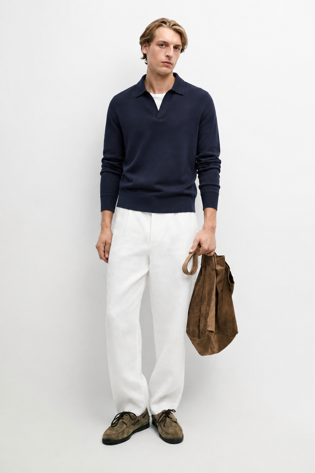 cotton knit polo sweater