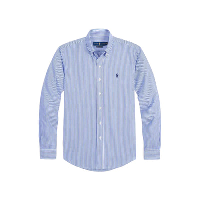pinstriped button-down shirt
