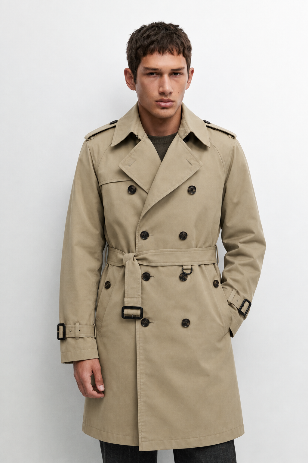 Alder Cotton Trench Coat model close front