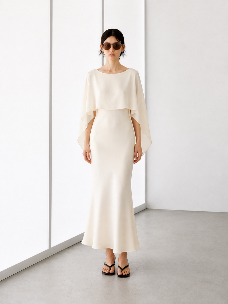 Soft Drape Ivory Dress