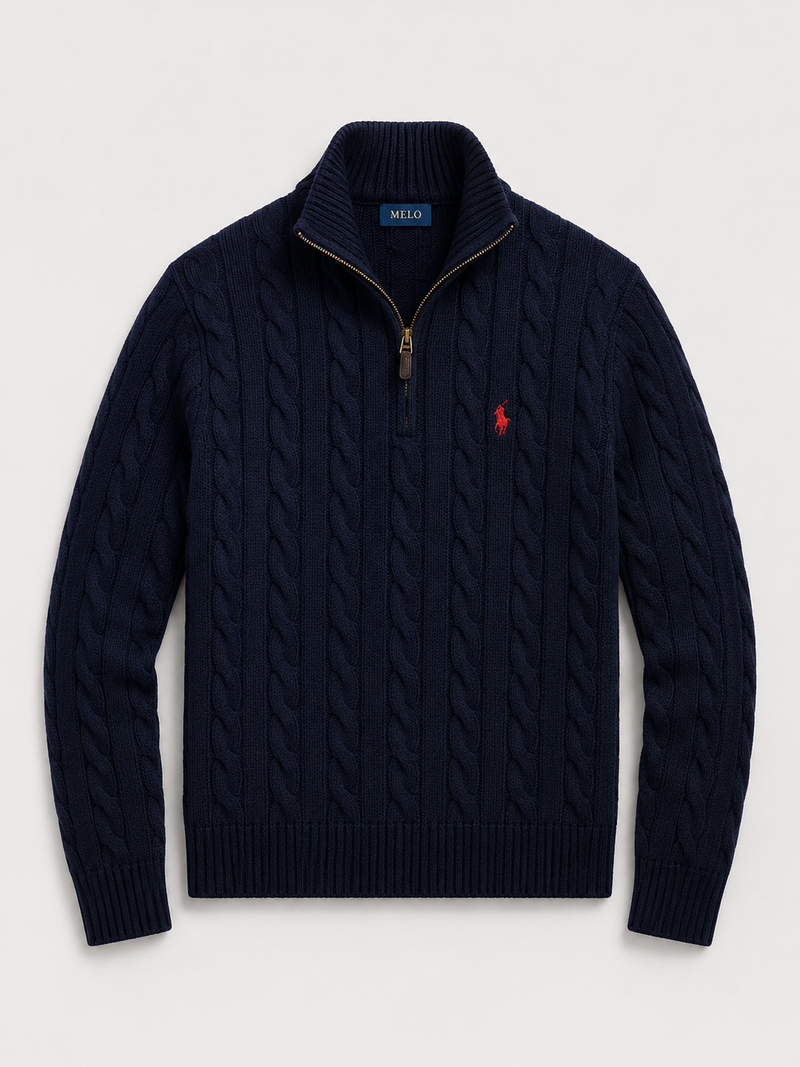 Cable-Knit Cotton Quarter-Zip