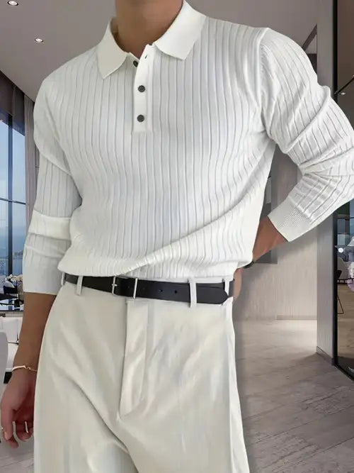 Knit Long Sleeve Polo