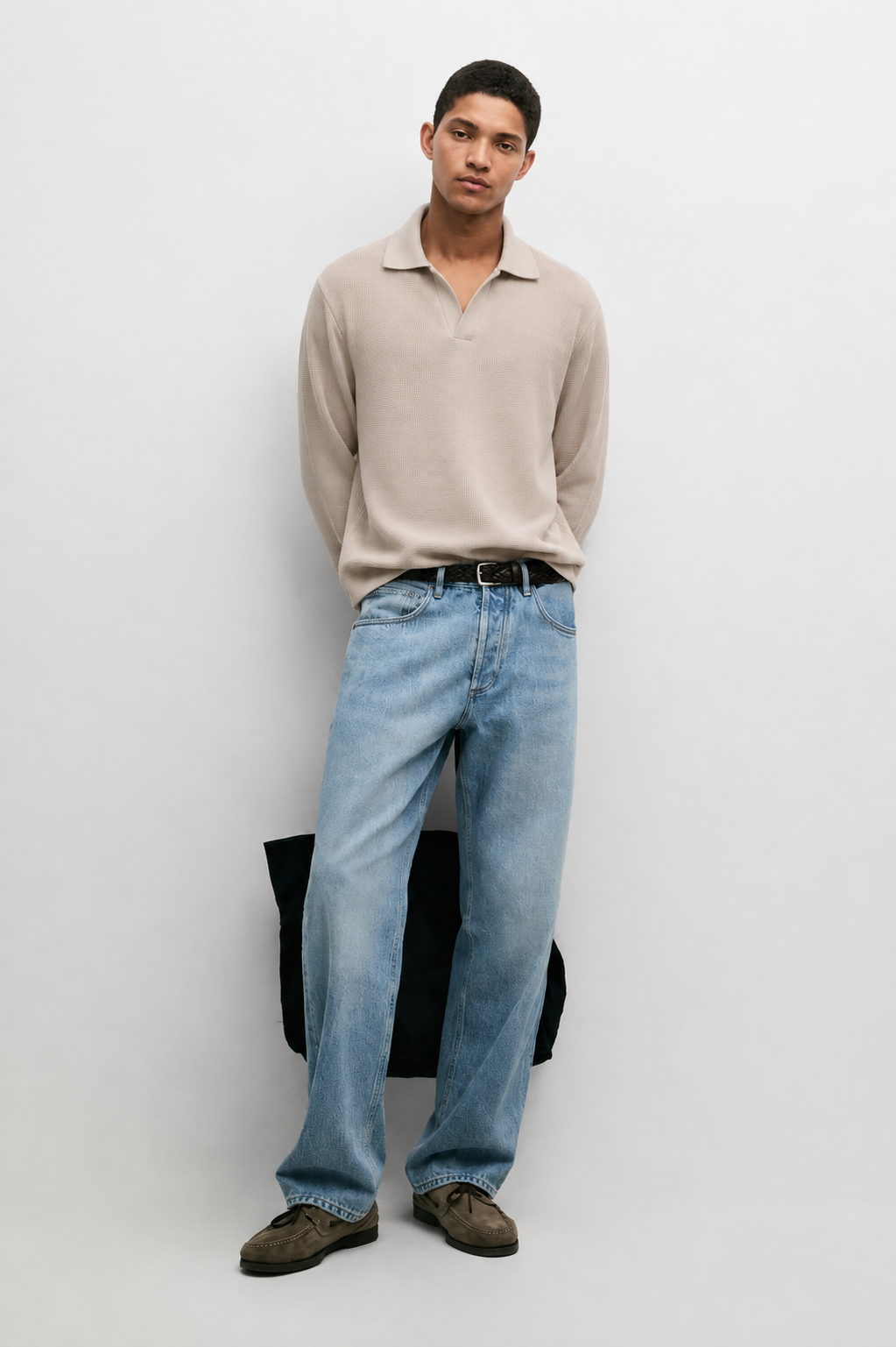 cotton knit polo sweater