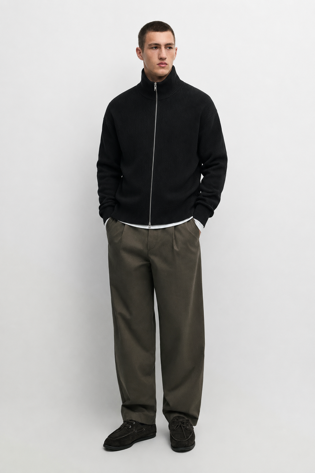 100% cotton ribbed knit cardigan