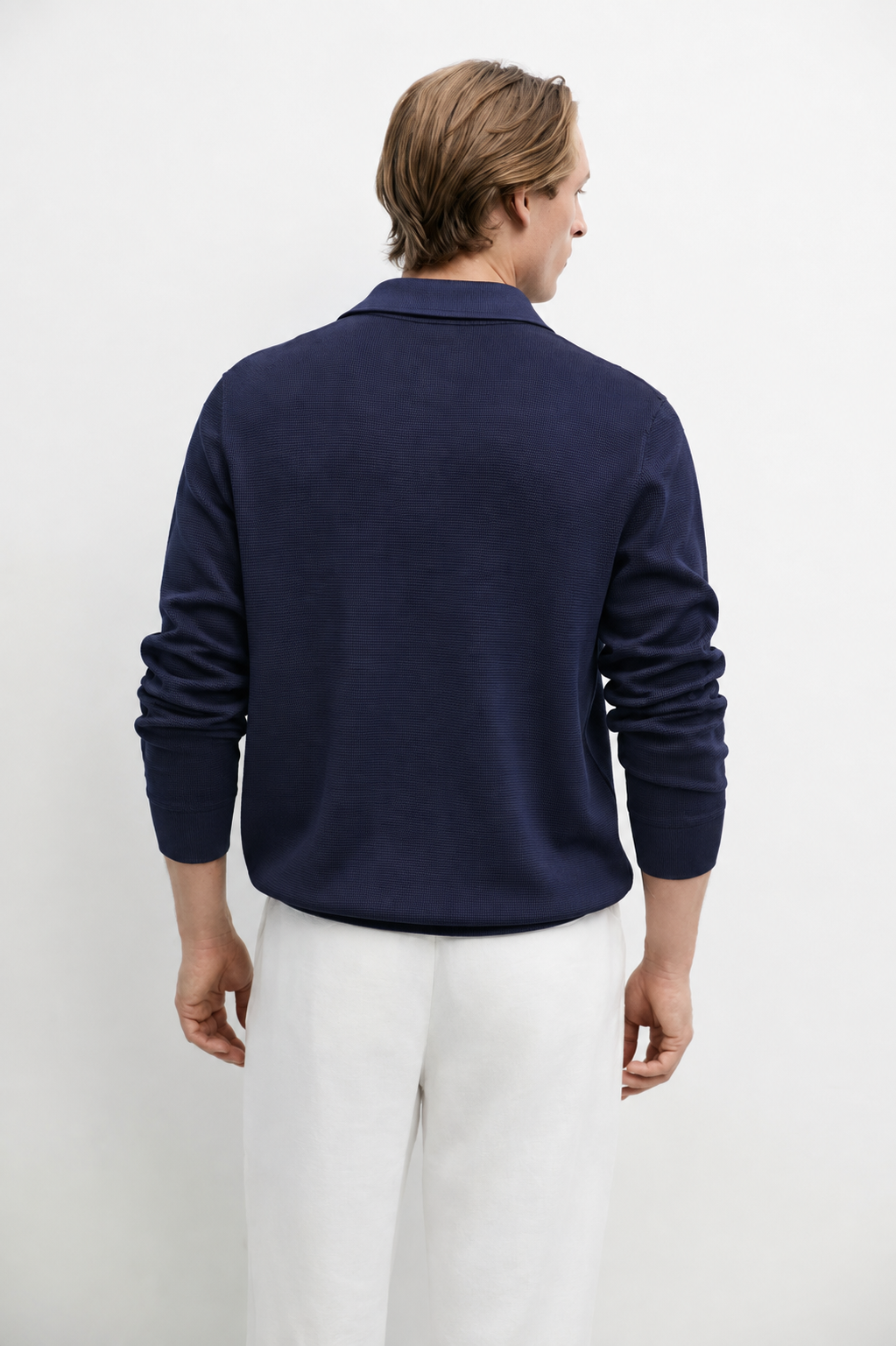 cotton knit polo sweater