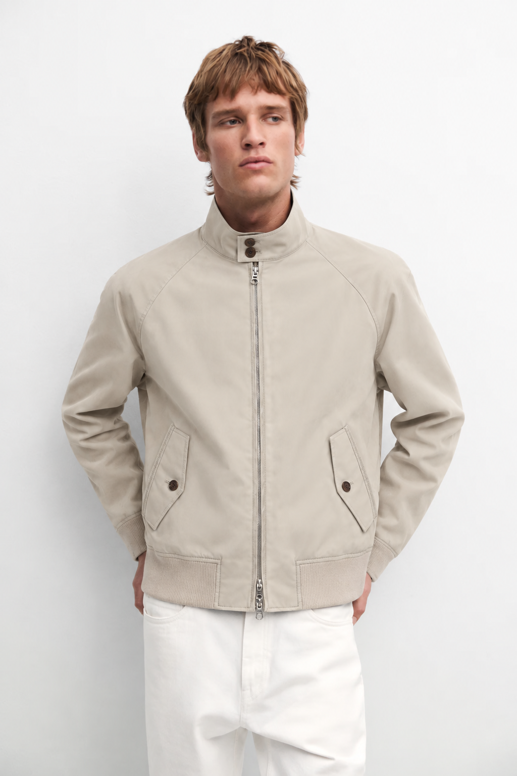 Alder Ivory Harrington Jacket styled front view