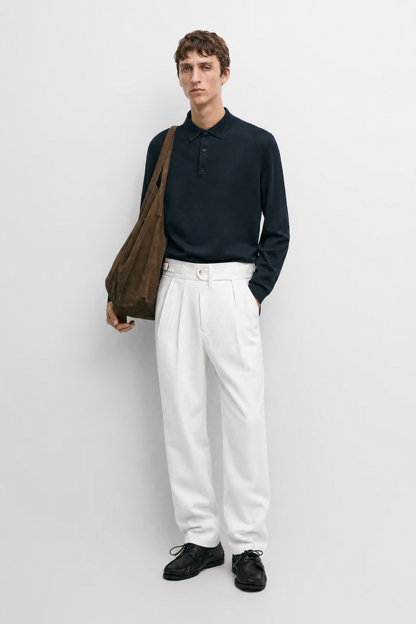 Melo Sanxian High-Waist Straight Pants