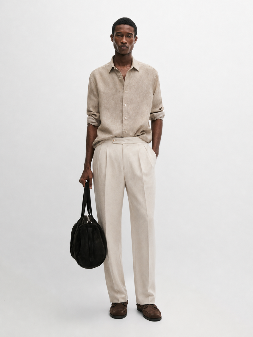 Melo Sanxian High-Waist Straight Pants