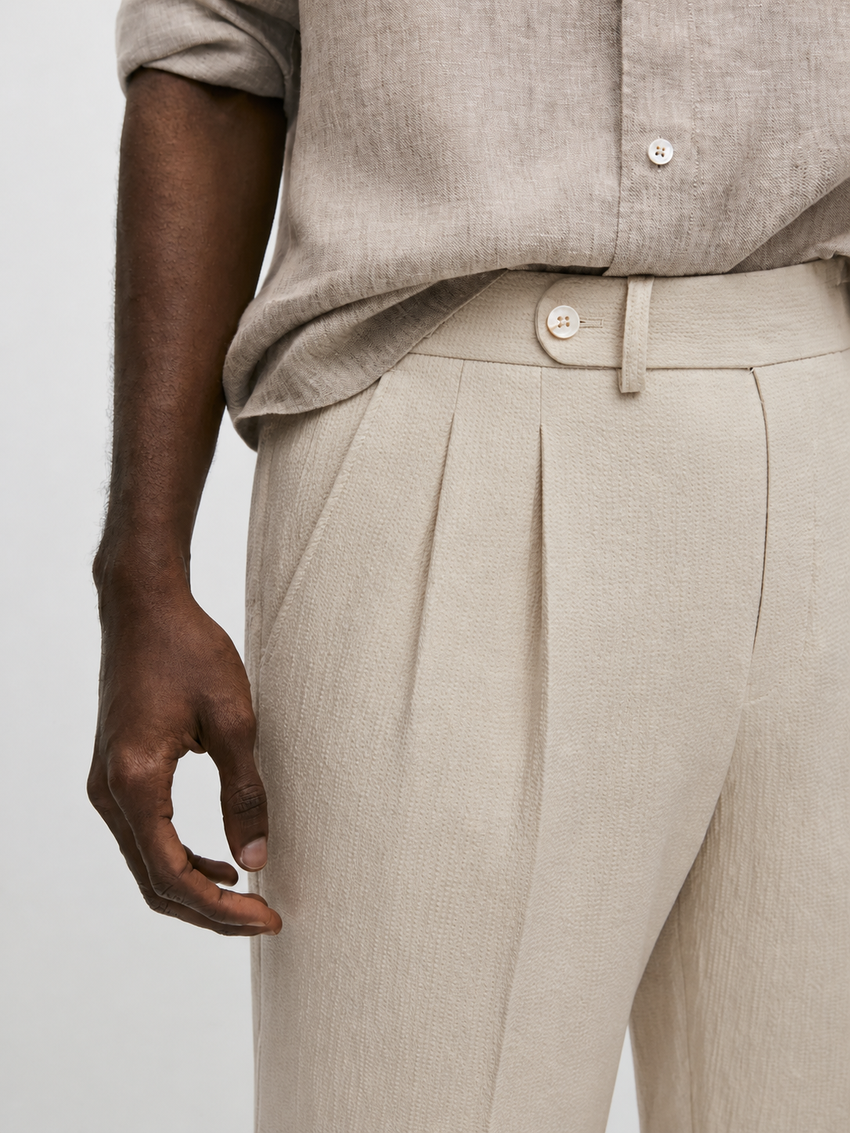 Melo Sanxian High-Waist Straight Pants